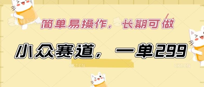 小众赛道,一单299.简单易操作,长期可做【揭秘】-佳佳云创网