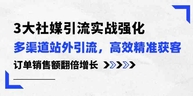 3大社媒引流实操强化,多渠道站外引流/高效精准获客/订单销售额翻倍增长-佳佳云创网