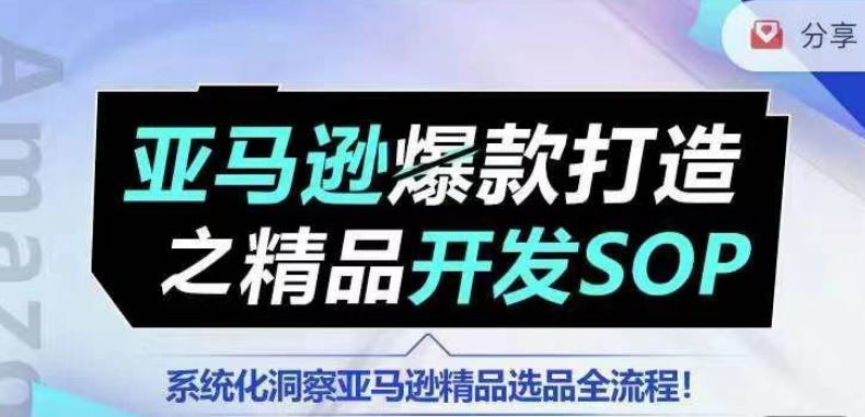 【训练营】亚马逊爆款打造之精品开发SOP,系统化洞察亚马逊精品选品全流程-佳佳云创网