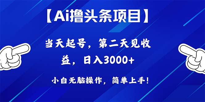 (10334期)Ai撸头条,当天起号,第二天见收益,日入3000+-佳佳云创网