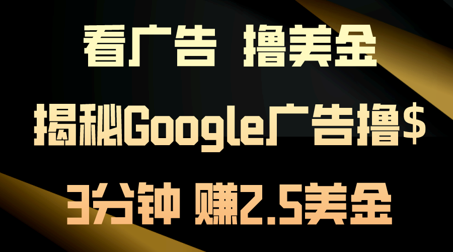 (10912期)看广告,撸美金!3分钟赚2.5美金!日入200美金不是梦!揭秘Google广告…-佳佳云创网