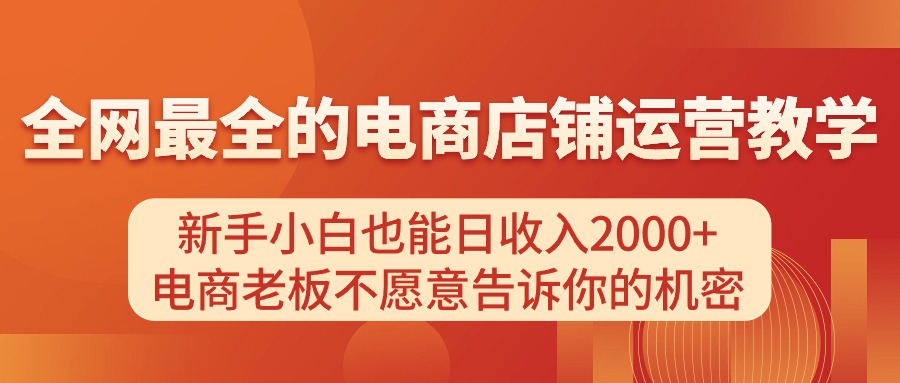 (11266期)电商店铺运营教学,新手小白也能日收入2000+,电商老板不愿意告诉你的机密-佳佳云创网