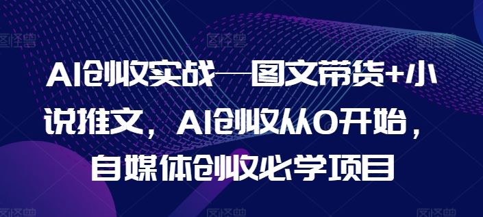 AI创收实战—图文带货+小说推文,AI创收从0开始,自媒体创收必学项目-佳佳云创网