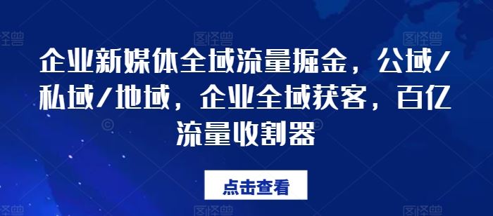 企业新媒体全域流量掘金,公域/私域/地域,企业全域获客,百亿流量收割器-佳佳云创网