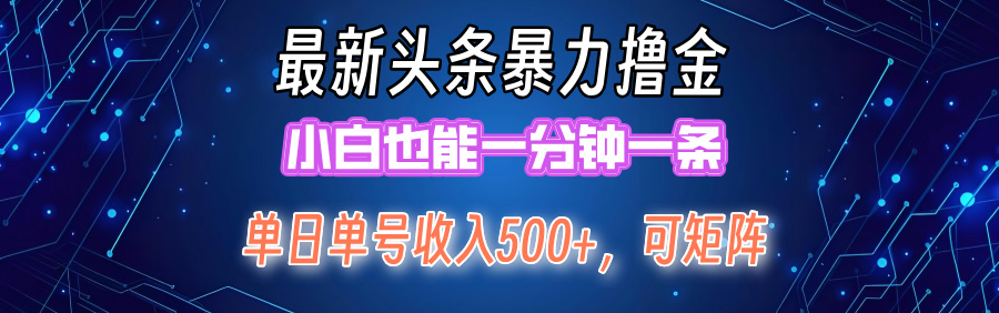 (12380期)最新暴力头条掘金日入500+,矩阵操作日入2000+ ,小白也能轻松上手!-佳佳云创网