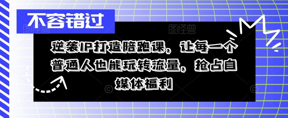 逆袭IP打造陪跑课,让每一个普通人也能玩转流量,抢占自媒体福利-佳佳云创网