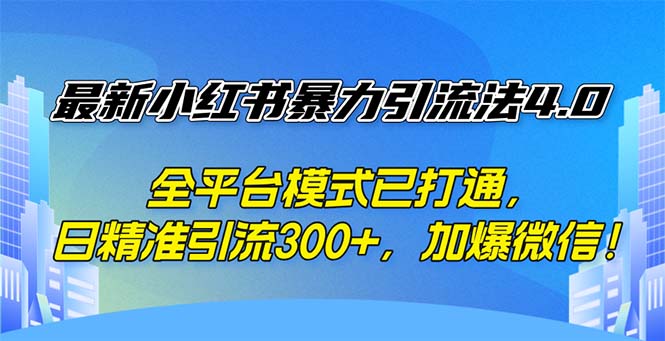 (12505期)最新小红书暴力引流法4.0, 全平台模式已打通,日精准引流300+,加爆微…-佳佳云创网