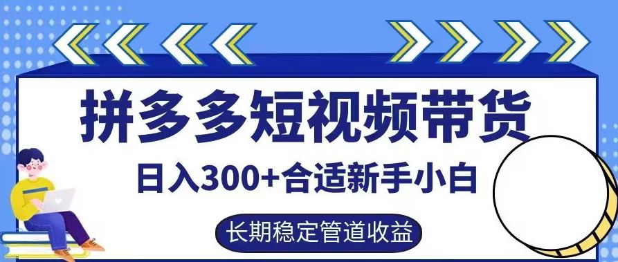 拼多多短视频带货日入300+有长期稳定被动收益,合适新手小白【揭秘】-佳佳云创网