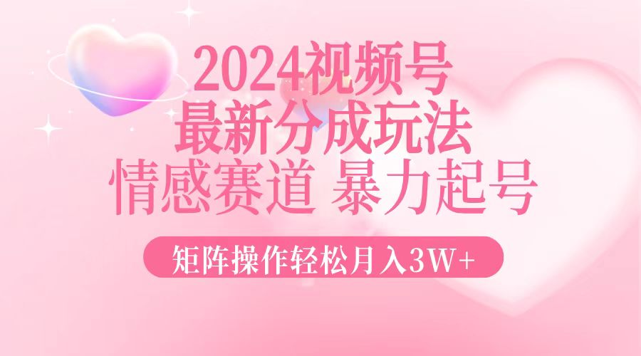 (12922期)2024最新视频号分成玩法,情感赛道,暴力起号,矩阵操作轻松月入3W+-佳佳云创网