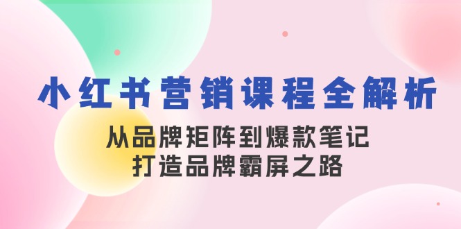 (13017期)小红书营销课程全解析,从品牌矩阵到爆款笔记,打造品牌霸屏之路-佳佳云创网