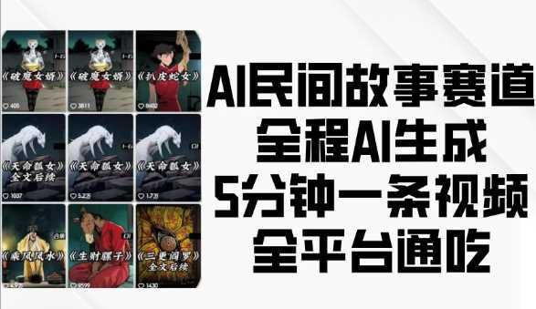 AI民间故事赛道,全程AI生成5分钟一条视频,全平台通吃-佳佳云创网