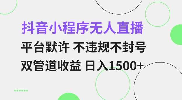抖音小程序无人直播 平台默许 不违规不封号 双管道收益 日入多张 小白也能轻松操作【仅揭秘】-佳佳云创网