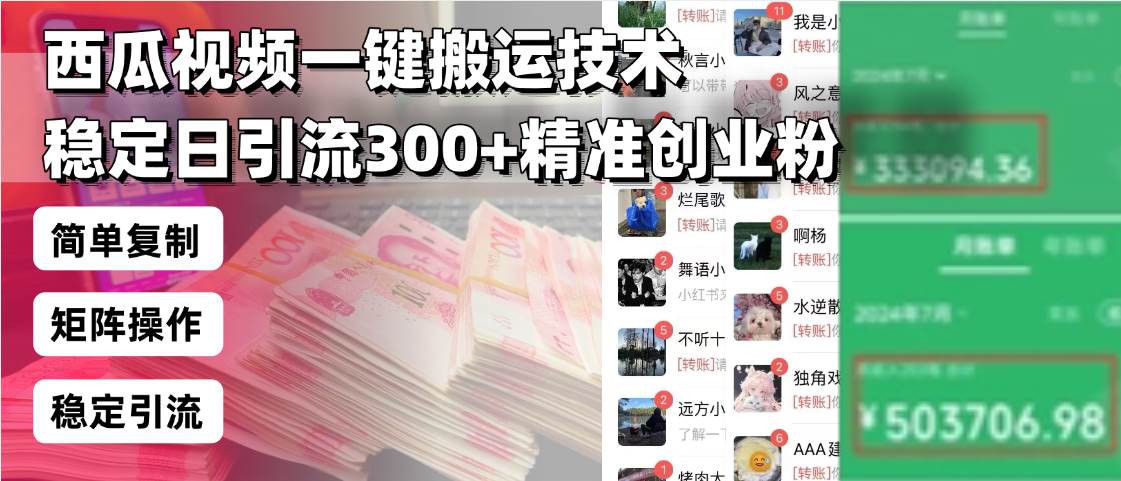 (13961期)西瓜视频一键搬运技术,稳定日引流300+精准创业粉,简单可复制给团队,…-佳佳云创网