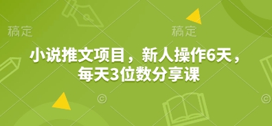 小说推文项目,新人操作6天,每天3位数分享课-佳佳云创网