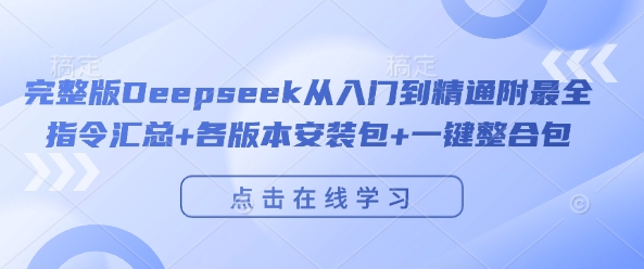 完整版Deepseek从入门到精通附最全指令汇总+各版本安装包+一键整合包-佳佳云创网