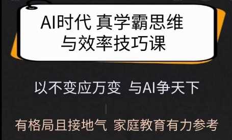 Ai时代真学霸思维与学习方法课,有格局且接地气,家庭教育有力参考-佳佳云创网