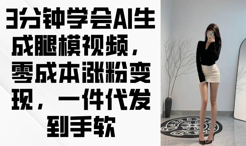 (14537期)3分钟学会AI生成腿模视频,零成本涨粉变现,一件代发到手软-佳佳云创网