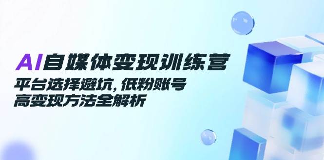 (14966期)AI自媒体变现训练营,平台选择避坑,低粉账号高变现方法全解析-佳佳云创网