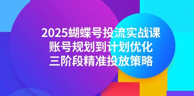 (14987期)2025蝴蝶号投流实战课,账号规划到计划优化,三阶段精准投放策略-佳佳云创网