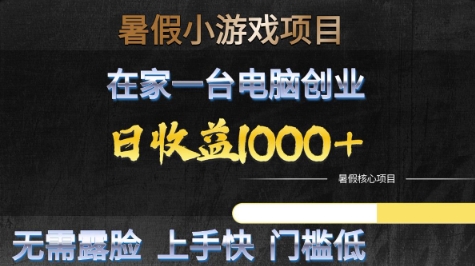 暑假小游戏项目,在家一台电脑创业,日收益1k+,无需露脸,上手快门槛低【揭秘】-佳佳云创网