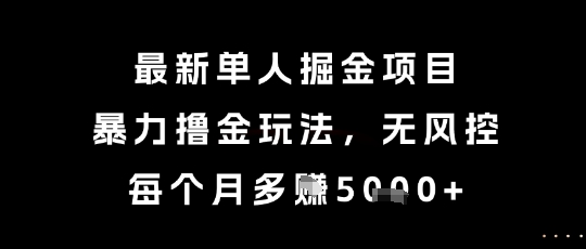 最新单人掘金项目,暴力撸金玩法,无风控,每个月多挣5k+【揭秘】-佳佳云创网
