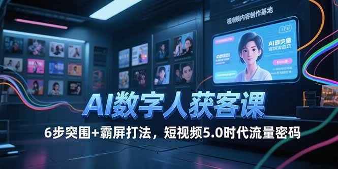 (15247期)AI数字人获客课,6步突围+霸屏打法,短视频5.0时代流量密码-佳佳云创网