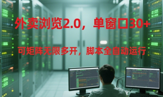 外卖浏览2.0,单窗口30+可矩阵无限多开,脚本全自动运行【揭秘】-佳佳云创网