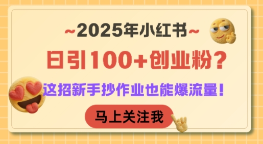 2025年小红书日引100+创业粉?这招新手抄作业也能爆流量!-佳佳云创网