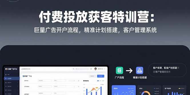 (15426期)付费投放获客特训营:巨量广告开户流程,精准计划搭建,客户管理系统-佳佳云创网