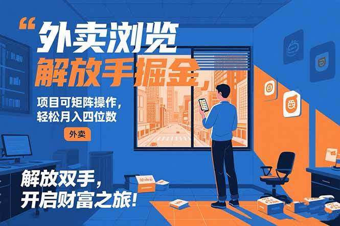 (15440期)外卖浏览掘金项目 可矩阵操作 轻松日入500+-佳佳云创网