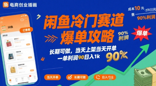 闲鱼冷门赛道爆单攻略,长期可做,当天上架当天开单,一单利润90% 利润,日入1k【揭秘】-佳佳云创网