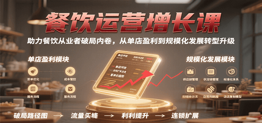 餐饮运营增长课,助力餐饮从业者破局内卷,从单店盈利到规模化发展转型升级-佳佳云创网