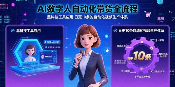(15699期)AI数字人自动化带货全流程:黑科技工具应用 日更10条的自动化视频生产体系-佳佳云创网
