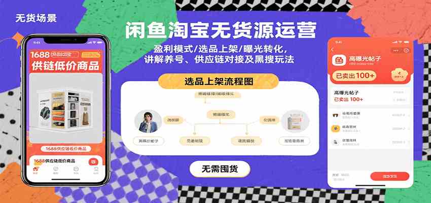 闲鱼淘宝无货源运营:盈利模式/选品上架/曝光转化,讲解养号、供应链对接及黑搜玩法-佳佳云创网