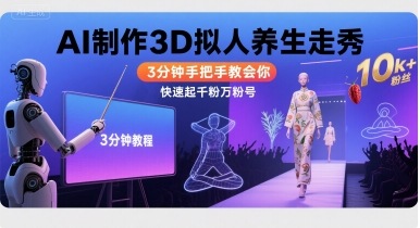 Ai制作3D拟人养生走秀,3分钟手把手教会你,快速起千粉万粉号-佳佳云创网
