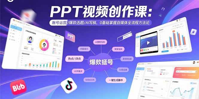 (15747期)PPT视频创作课:账号运营/爆款选题/AI写稿,0基础掌握自媒体全流程方法论-佳佳云创网