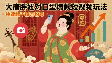 大唐胖妞对口型爆款短视频玩法,快速起千粉万粉号-佳佳云创网