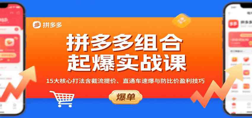 拼多多组合起爆实战课:15大核心打法含截流提价、直通车速爆与防比价盈利技巧-佳佳云创网