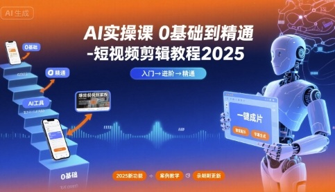 AI实操课0基础到精通-短视频剪辑教程2025-佳佳云创网