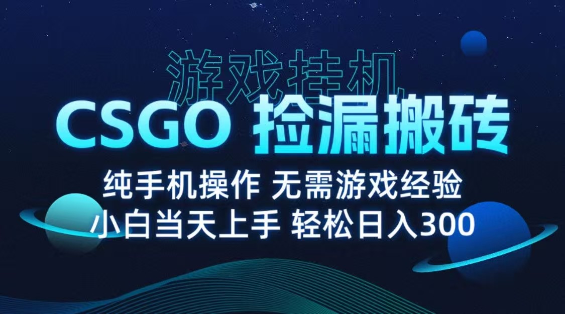 9月最新游戏搬砖,CSGO纯挂机,不需要玩游戏,实现真挂机,月入1W+-佳佳云创网