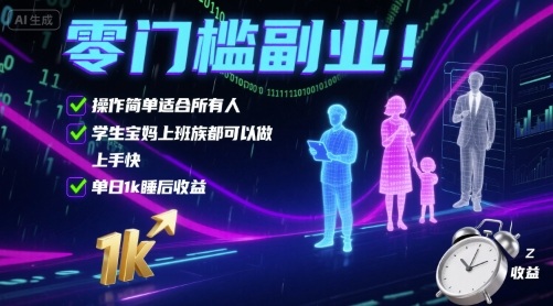 零门槛副业!操作简单适合所有人,学生宝妈上班族都可以做,上手快,单日1k睡后收益【揭秘】-佳佳云创网