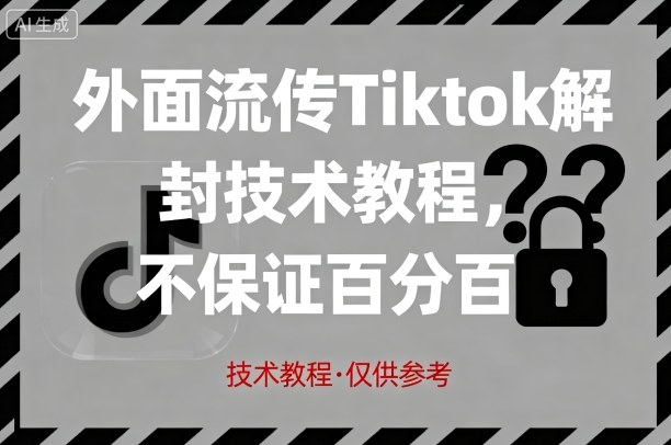 外面流传Tiktok解封技术教程,不保证百分百,具体自测-佳佳云创网
