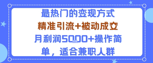 小众赛道玩法:当下最热门的变现方式,精准引流+被动成交月利润5k+操作简单,适合兼职人群-佳佳云创网