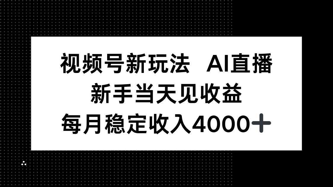 (16080期)视频号新玩法AI直播,新手小白当天见收益,月入4000+-佳佳云创网