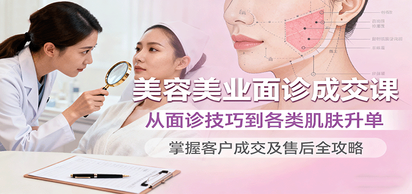 美容美业面诊成交课,从面诊技巧到各类肌肤升单,掌握客户成交及售后全攻略-佳佳云创网
