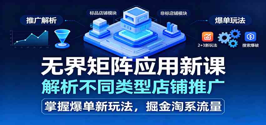 无界矩阵应用新课,解析不同类型店铺推广,掌握爆单新玩法,掘金淘系流量-佳佳云创网