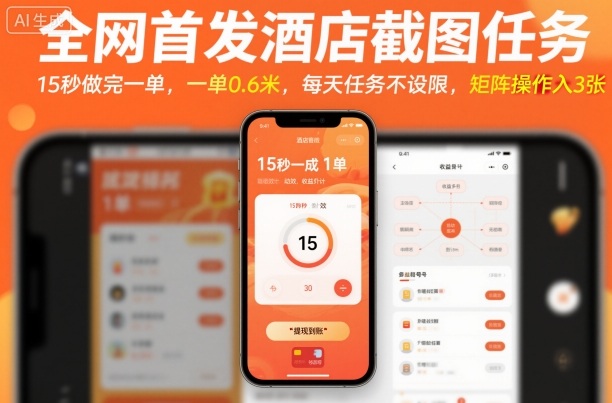 全网首发酒店截图任务,15秒做完一单,一单0.6米,每天任务不设限,矩阵操作日入3张【揭秘】-佳佳云创网