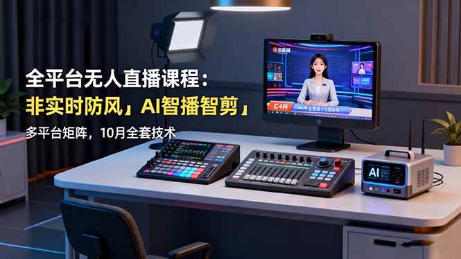 (16279期)全平台无人直播课程:非实时防风+AI智播智剪+多平台矩阵,10月全套技术-佳佳云创网