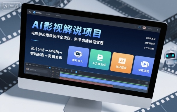 AI影视解说项目,电影解说爆款制作全流程,新手也能快速掌握-佳佳云创网