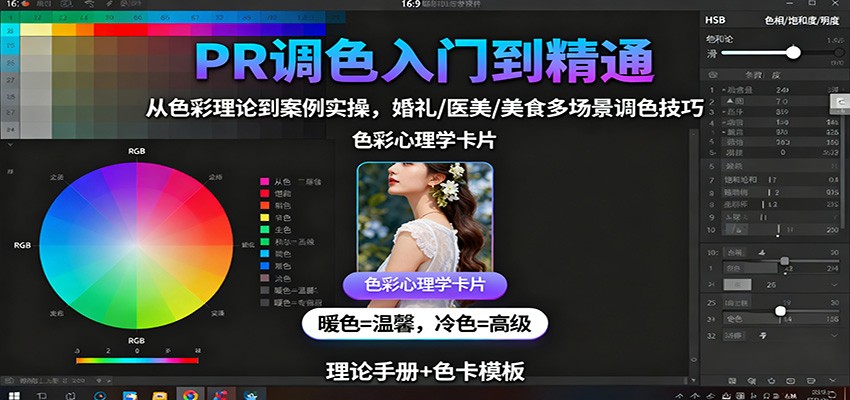 PR调色入门到精通:从色彩理论到案例实操,婚礼/医美/美食多场景调色技巧-佳佳云创网